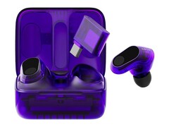 Słuchawki Glass Purple Sony Inzone Buds mają półprzezroczystą konstrukcję.