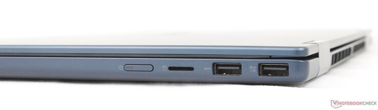 Po prawej stronie: Przycisk zasilania, czytnik MicroSD, 2x USB-A (5 Gb/s)