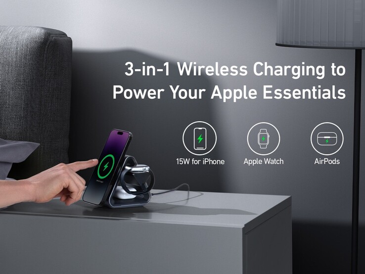 Anker 737 MagGo Charger (3-in-1 Station) może ładować trzy urządzenia Apple jednocześnie. (Źródło obrazu: Anker)