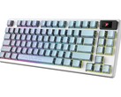 MSI Forge GK600 TKL Wireless Topo Blue Edition z warstwowymi konturami topograficznymi na niebieskich nasadkach klawiszy PBT. (Źródło zdjęcia: MSI)