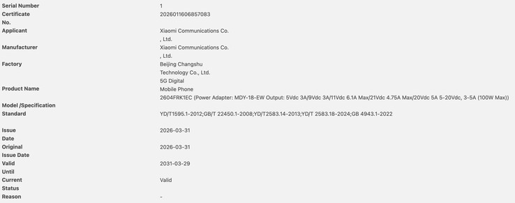 certyfikat 3C dla Redmi K90 Ultra.