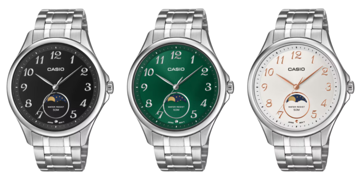 Od lewej do prawej: zegarki Casio MTP-M110D-1AV, MTP-M110D-3AV i MTP-M110D-7AV. (Źródło zdjęcia: Casio, edytowane)
