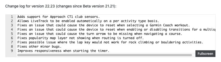 Informacje o wersji beta 22.23 dla Garmin Fenix 8
