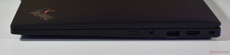 po prawej: Audio 3,5 mm, Audio 3,5 mm, USB-A 3.2 Gen 1, HDMI, Kensington Lock