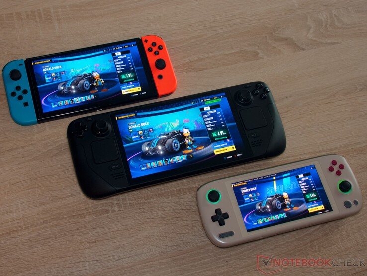 Porównanie rozmiarów - Nintendo Switch OLED, Steam Deck OLED, Ayaneo Air 1S