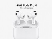 Wygenerowana przez sztuczną inteligencję wizualizacja słuchawek AirPods Pro 4 z kamerami.