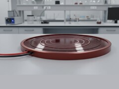 Koncepcyjny obraz okrągłego panelu słonecznego na stole laboratoryjnym (źródło obrazu: obraz wygenerowany przez sztuczną inteligencję)