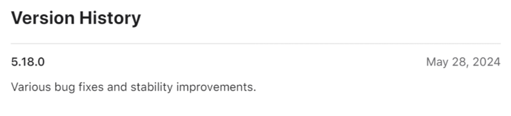Dziennik zmian dla aplikacji Philips Hue w wersji 5.18.0. (Źródło obrazu: Philips Hue)