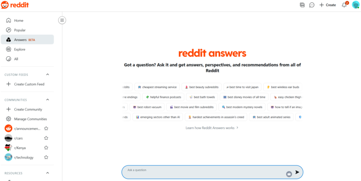 Strona Reddit Answers (Źródło zdjęcia: Reddit/Antony Muchiri)