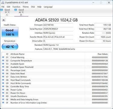 ADATA SE920 współpracuje z PCIe 4.0 x4