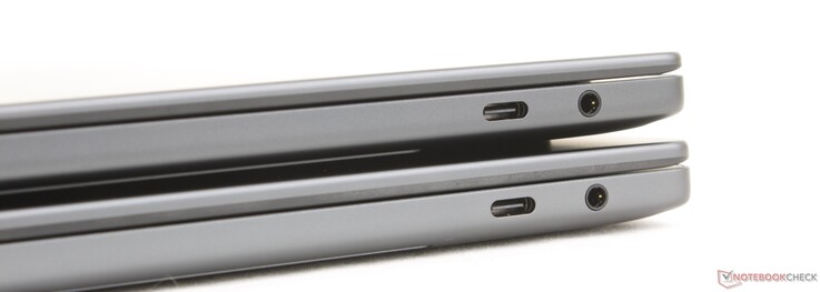 Góra: 2026 XPS 14 OLED, dół: 2026 XPS 14 IPS. Niewielka różnica w grubości jest ledwo zauważalna