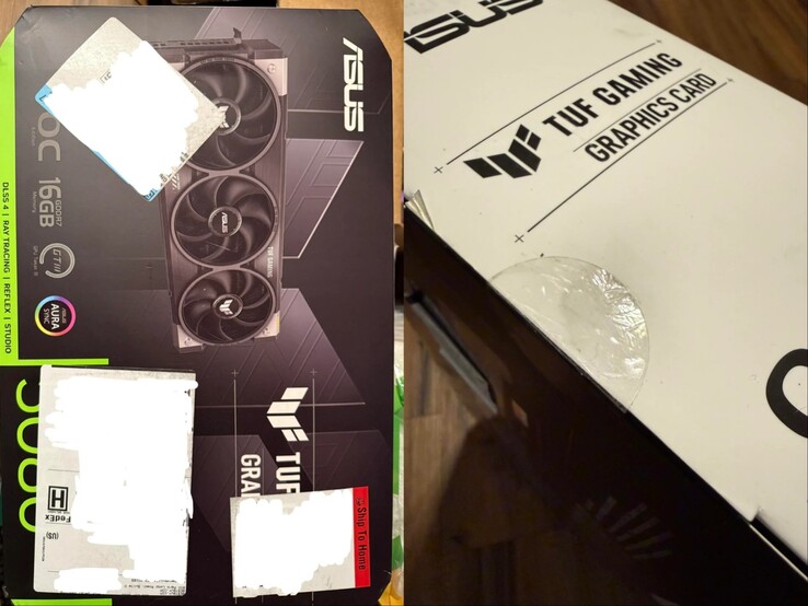 Opakowanie karty graficznej Asus TUF RTX 5080 zamówionej w Best Buy. (Źródło zdjęcia: GnarDead na Reddit)