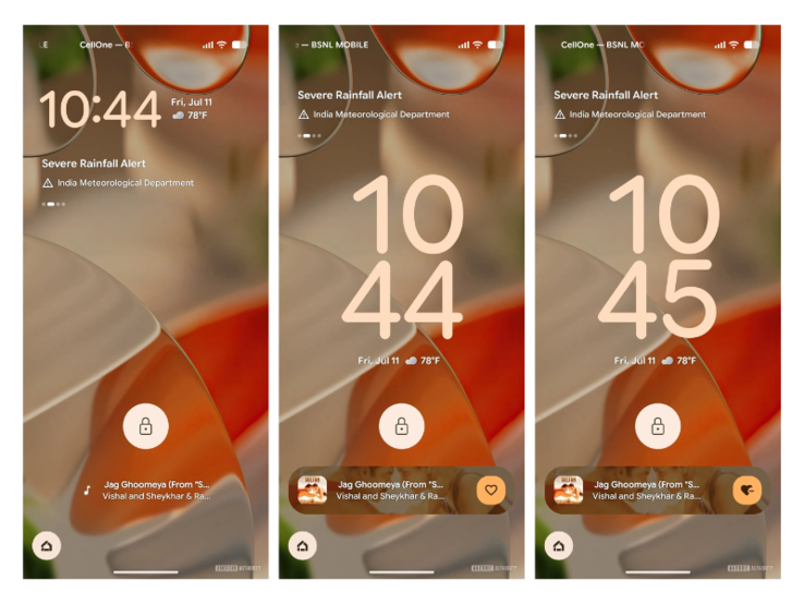 Zrzuty ekranu zaktualizowanej funkcji Teraz odtwarzane. (Źródło obrazu: Android Authority)