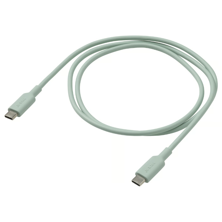 Kabel IKEA Sittbrun USB-C do USB-C w kolorze jasnozielonym. (Źródło zdjęcia: IKEA)