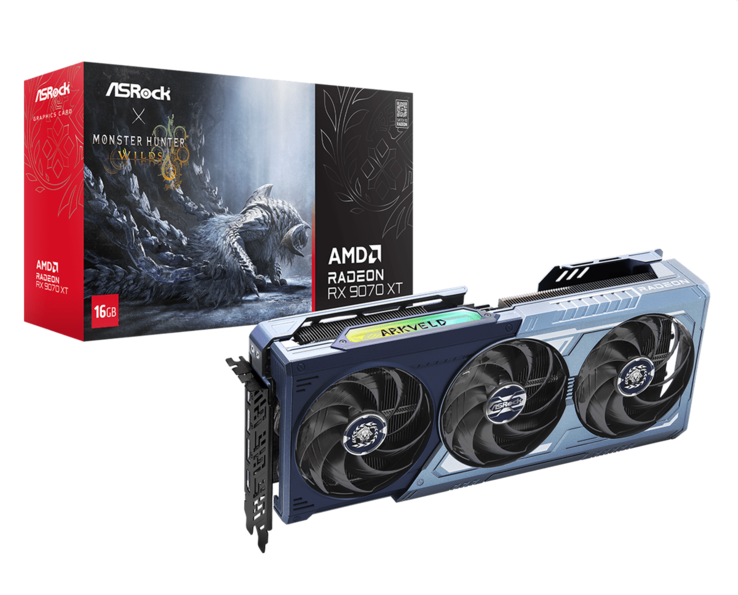 Limitowana edycja AMD Radeon RX 9070 XT Monster Hunter Wilds Edition 16 GB na zdjęciu (źródło obrazu: ASRock)