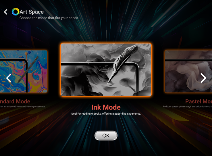 ArtSpace umożliwia zmianę kolorów wyświetlanych na ekranie.