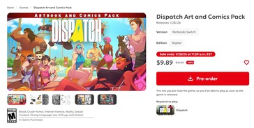 Dispatch Art and Comics Pack na Nintendo of America eShop z cenzurą (źródło obrazu: zrzut ekranu, Nintendo of America)