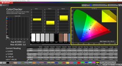 CalMAN ColorChecker (profil: skalibrowany, docelowa przestrzeń kolorów: P3)