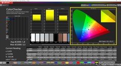 CalMAN ColorChecker (profil: Natywny, docelowa przestrzeń kolorów: P3)