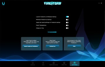 FireStorm Utility - Ustawienia