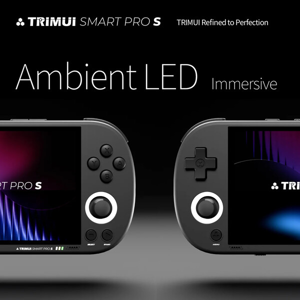 TrimUI Smart Pro S posiada wyświetlacz LCD, joysticki TMR i pierścienie LED.