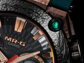 Zbliżenie na bezel w Casio MRG-B2000KT-3A (na zdjęciu), ze szmaragdową zielenią w rogu. (Źródło zdjęcia: Casioblog)