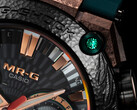 Zbliżenie na bezel w Casio MRG-B2000KT-3A (na zdjęciu), ze szmaragdową zielenią w rogu. (Źródło zdjęcia: Casioblog)