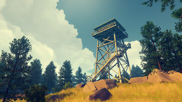 Obraz przedstawiający wieżę obserwacyjną w grze Firewatch.