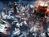 Ilustracja przedstawiająca miasto w grze Frostpunk.