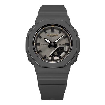 Casio G-Shock GMA-P2126W-8A widok z przodu prezentujący całkowicie szarą tarczę i pasek.