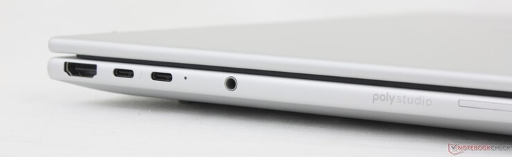 HDMI 2.1, 2x USB-C Thunderbolt 4 z DisplayPort 2.1 + Power Delivery (40 Gb/s), zestaw słuchawkowy 3,5 mm, czytnik SmartCard (opcjonalnie)