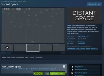 Zrzut ekranu z darmowej oferty Distant Space na Steam. (Źródło obrazu: Steam)