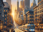 Kolej miejska w San Francisco (obraz wygenerowany przez DALL-E 3)