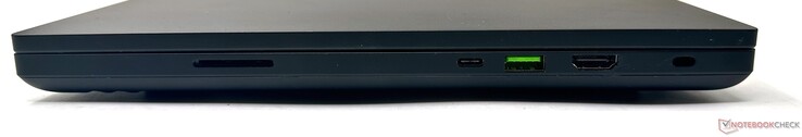 Po prawej stronie: Czytnik kart SD UHS-II, Thunderbolt 4, USB 3.2 Gen2 Type-A, HDMI 2.1-out, blokada Kensington