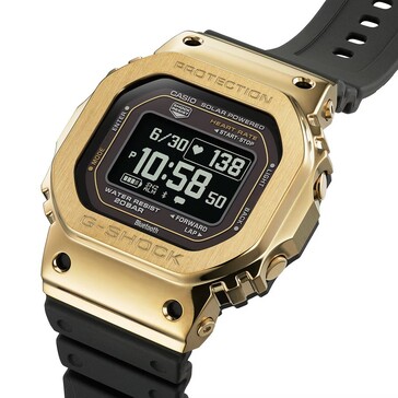 Casio G-Shock GM-H5600-9 ze złotą obudową i odwróconym wyświetlaczem LCD.