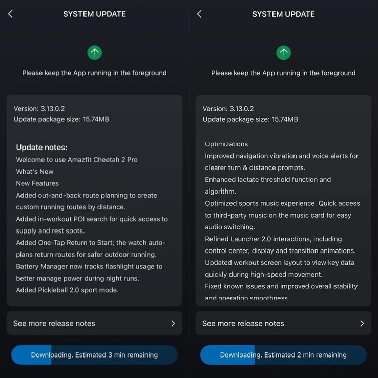 Informacje o wydaniu Amazfit Cheetah 2 Pro fw 3.13.0.2