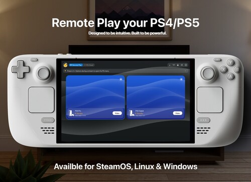 PS Remote Play w Asobi: Remote Play pokazane na urządzeniu Steam Deck
