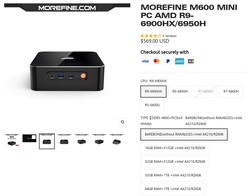 Konfiguracje Morefine M600 (źródło: Morefine)