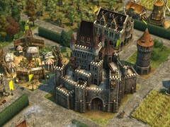 Ilustracja przedstawiająca zamek w grze „Anno 1404 – History Edition”.