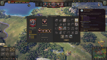 Ilustracja przedstawiająca interfejs w grze „Knights of Honor II: Sovereign”.