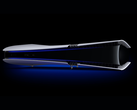 Render konsoli Sony PlayStation 5 Pro umieszczonej poziomo