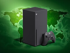 Konsola Xbox Series X pokazana z mapą świata