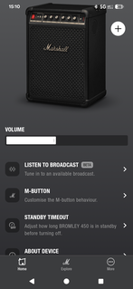 Aplikacja Marshall Bluetooth: regulacja głośności nie jest zbyt ekscytująca