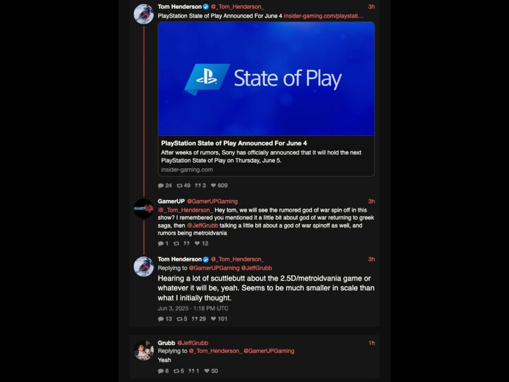 Tom Henderson i Jeff Grubb odpowiadający na komentarz dotyczący spinoffu God of War. (Źródło obrazu: Xcancel)