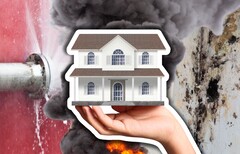 Monitory wycieku wody, czujniki dymu i termostaty mają potencjał inteligentnego domu. Ogólny dom, nieszczelna rura i pożar na zdjęciu. (Źródło obrazu: Canva - zmiany)