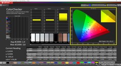 CalMAN ColorChecker (profil: Domyślny, docelowa przestrzeń kolorów: P3)