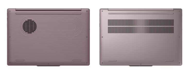 IdeaPad Vibe 15AKP12 z dolnymi częściami obudowy z tworzywa sztucznego i aluminium, od lewej do prawej.