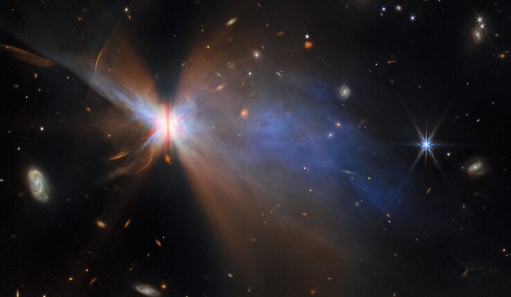 Obraz gwiazdy Motyl uchwycony przez Webba (NASA, ESA i CSA)