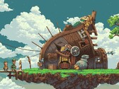 Obraz przedstawiający dom w grze Owlboy.