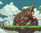Obraz przedstawiający dom w grze Owlboy.